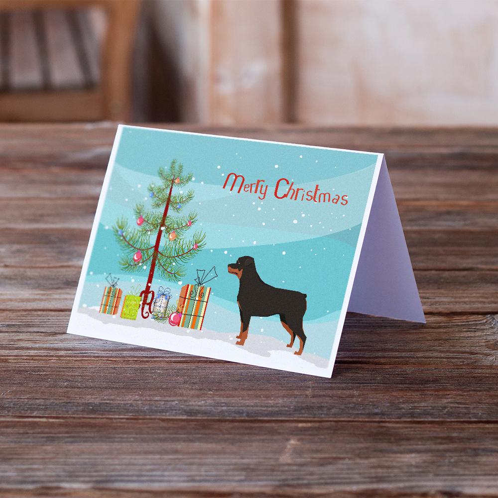 Rottweiler Christmas Tree Greeting Cards Pack of 8 Blank Cards with Envelopes Whimsical A7 Size 5x7