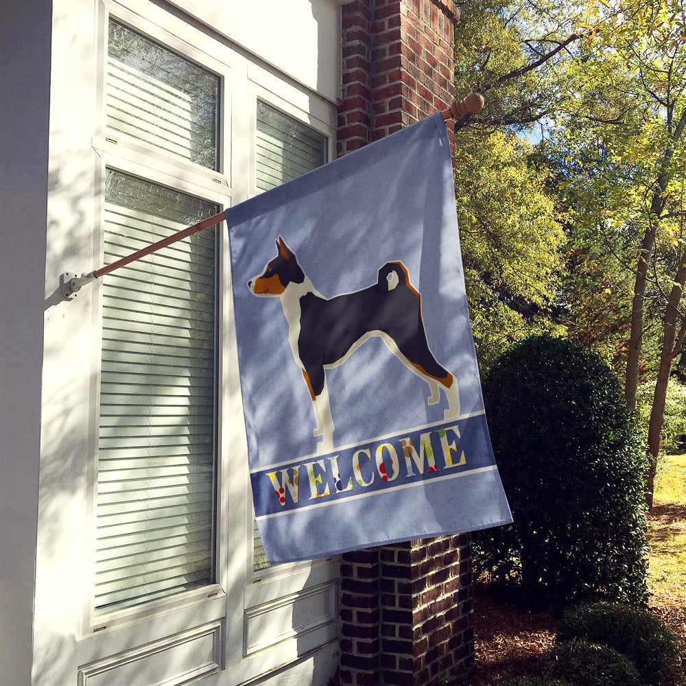 Basenji Welcome House Flag 28x40 Porch Sleeve Pole Decorative Outside Yard Banner Artwork Wall Hanging, Polyester