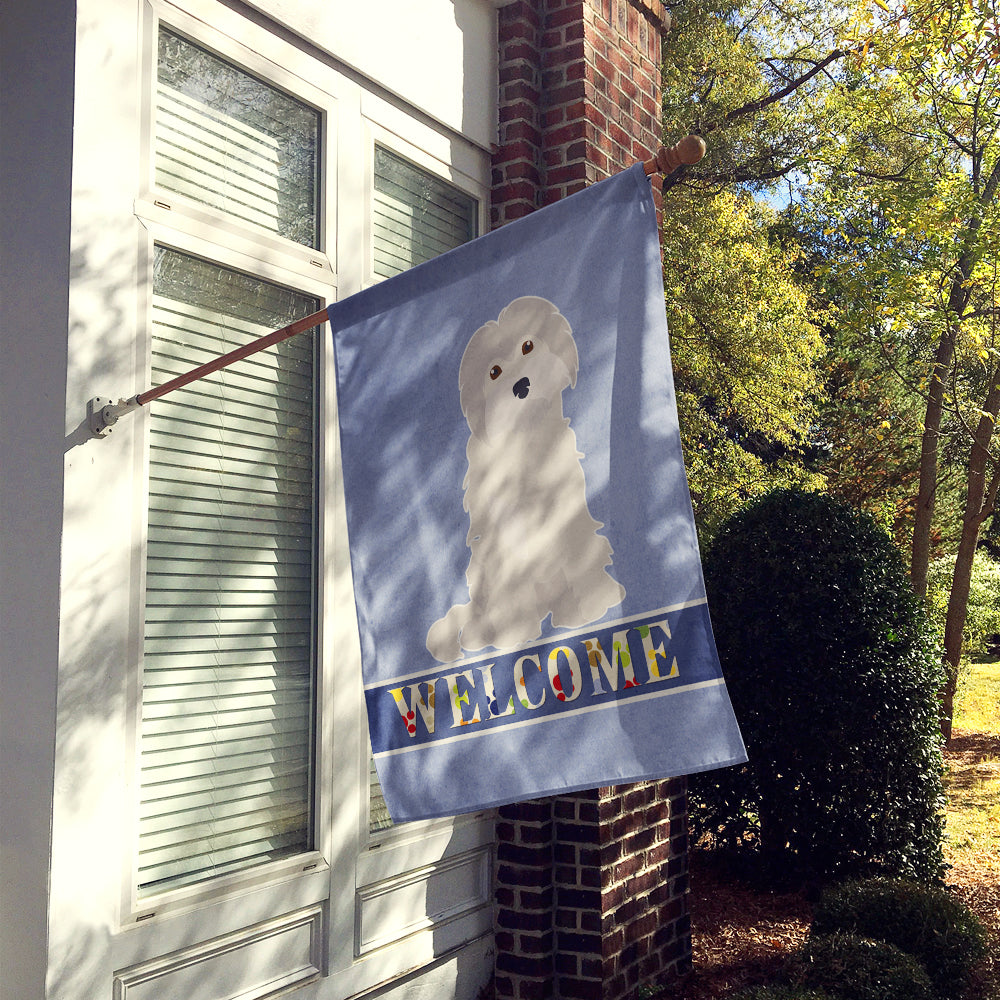Maltese #2 Welcome House Flag 28x40 Porch Sleeve Pole Decorative Outside Yard Banner Artwork Wall Hanging, Polyester