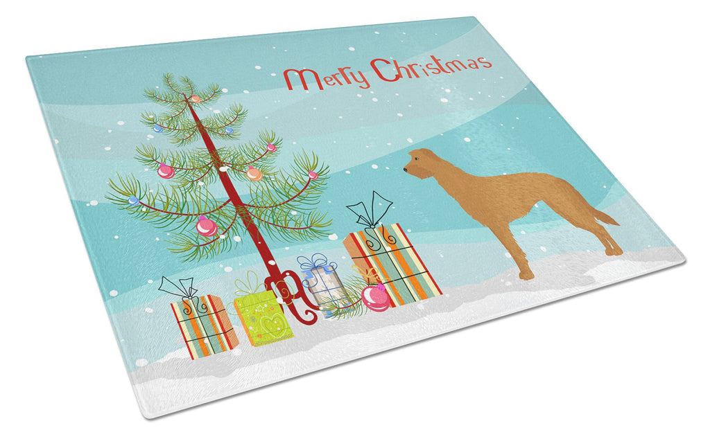 Lurcher #2 Christmas Tree Cutting Board Tempered Glass Kitchen Cutting Surface, Heat Resistant Chopping, Non-Slip Feet, Food Prep & Serving