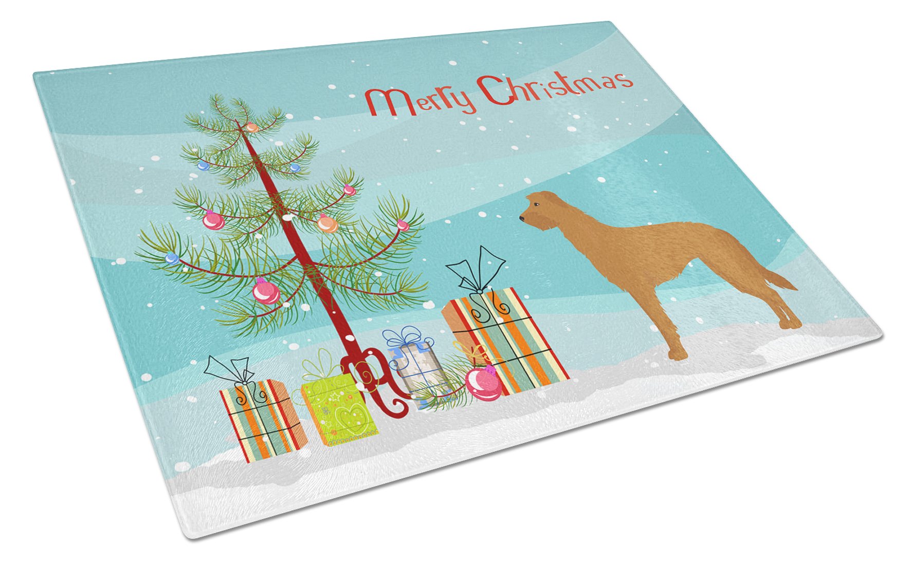 Lurcher #2 Christmas Tree Cutting Board Tempered Glass Kitchen Cutting Surface, Heat Resistant Chopping, Non-Slip Feet, Food Prep & Serving