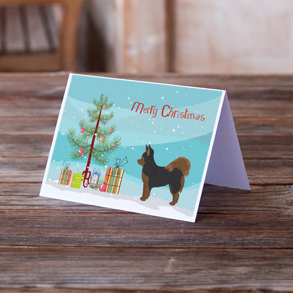 Black and Tan Pomchi Christmas Tree Greeting Cards Pack of 8 Blank Cards with Envelopes Whimsical A7 Size 5x7