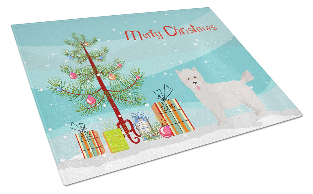Westiepoo #2 Christmas Tree Cutting Board Tempered Glass Kitchen Cutting Surface, Heat Resistant Chopping, Non-Slip Feet, Food Prep & Serving