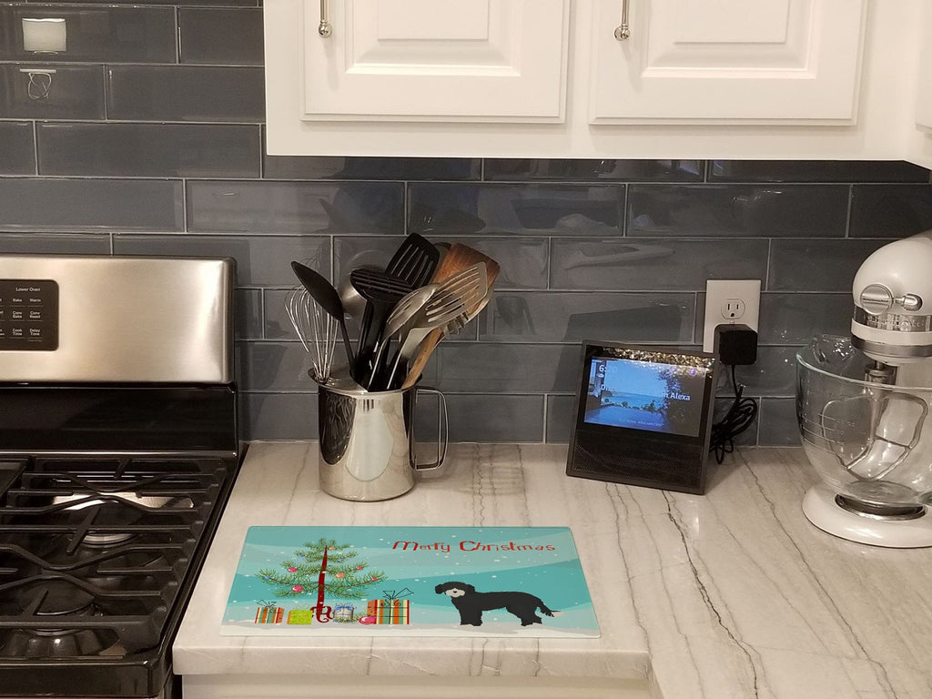 Whoodle #2 Christmas Tree Cutting Board Tempered Glass Kitchen Cutting Surface, Heat Resistant Chopping, Non-Slip Feet, Food Prep & Serving