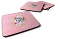 Alaskan Malamute Pink Flowers Foam Coasters Set of 4 Cup Coasters for Indoor Outdoor, Tabletop Protection, Anti Slip, Mouse pad Material
