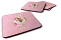 Cavalier King Charles Spaniel Pink Flowers Foam Coasters Set of 4 Cup Coasters for Indoor Outdoor, Tabletop Protection, Anti Slip, Mouse pad Material