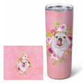 English Bulldog Pink Flowers Stainless Steel Skinny Tumbler 20 oz Vacuum Double Walled Reusable Insulated Travel Cup