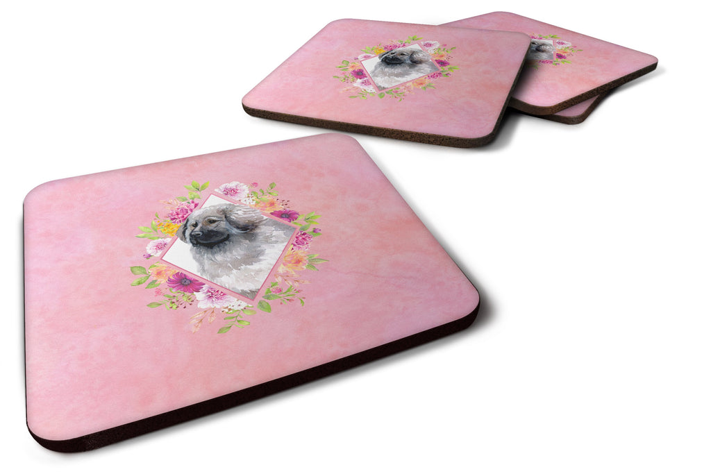 Moscow Watchdog Pink Flowers Foam Coasters Set of 4 Cup Coasters for Indoor Outdoor, Tabletop Protection, Anti Slip, Mouse pad Material