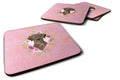 Chocolate Labrador Pink Flowers Foam Coasters Set of 4 Cup Coasters for Indoor Outdoor, Tabletop Protection, Anti Slip, Mouse pad Material