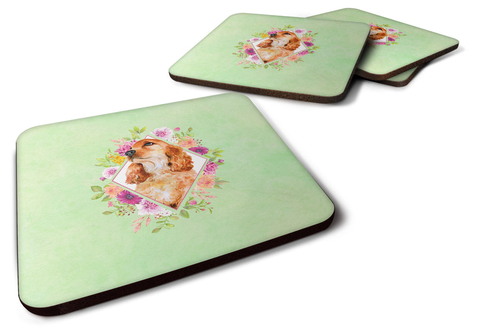 Chow Chow #2 Green Flowers Foam Coasters Set of 4 Cup Coasters for Indoor Outdoor, Tabletop Protection, Anti Slip, Mouse pad Material