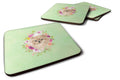 Pomeranian Green Flowers Foam Coasters Set of 4 Cup Coasters for Indoor Outdoor, Tabletop Protection, Anti Slip, Mouse pad Material