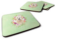 Goldendoodle Green Flowers Foam Coasters Set of 4 Cup Coasters for Indoor Outdoor, Tabletop Protection, Anti Slip, Mouse pad Material