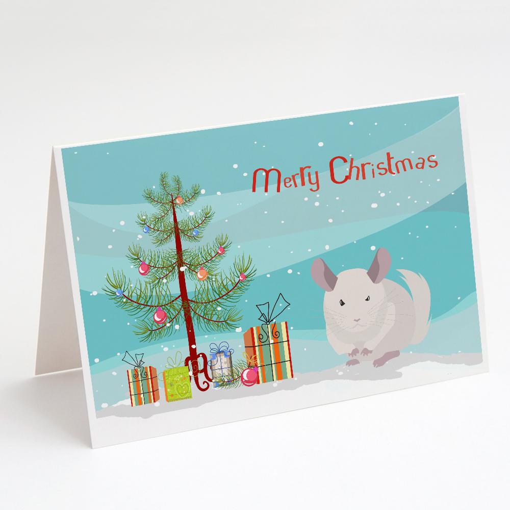 White Dominant Chinchilla Merry Christmas Greeting Cards Pack of 8 Blank Cards with Envelopes Whimsical A7 Size 5x7