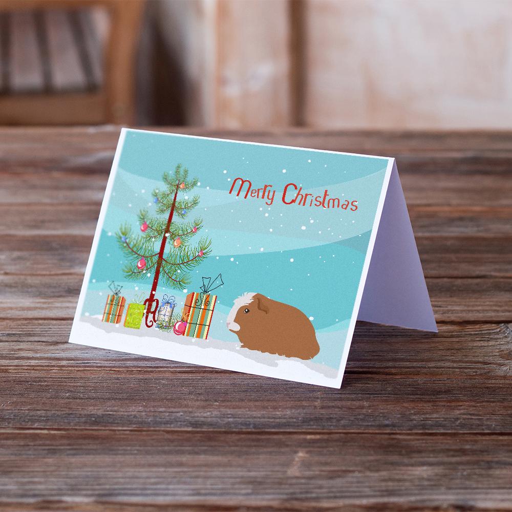 Crested Guinea Pig Merry Christmas Greeting Cards Pack of 8 Blank Cards with Envelopes Whimsical A7 Size 5x7