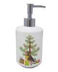 Spanish Canary Merry Christmas Ceramic Soap Dispenser , Empty Refillable Hand Soap Pump Bottle for Bathroom Kitchen