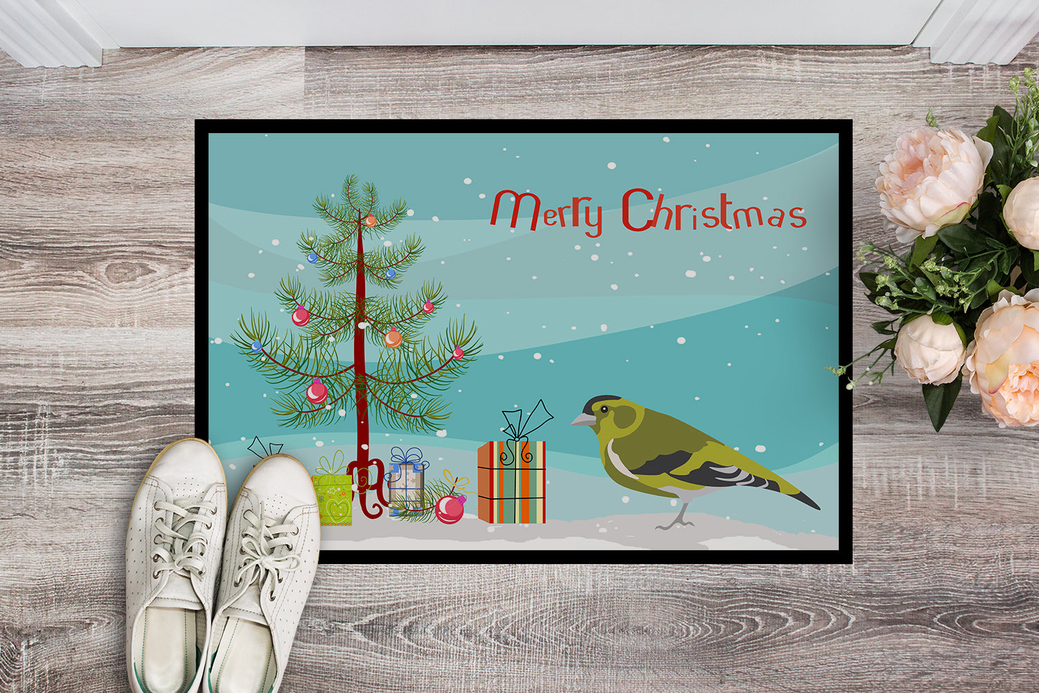 Siskin Merry Christmas Doormat Indoor Outdoor 18H X 27W Front Door Mat Rugs for Entryway, Non Slip Washable