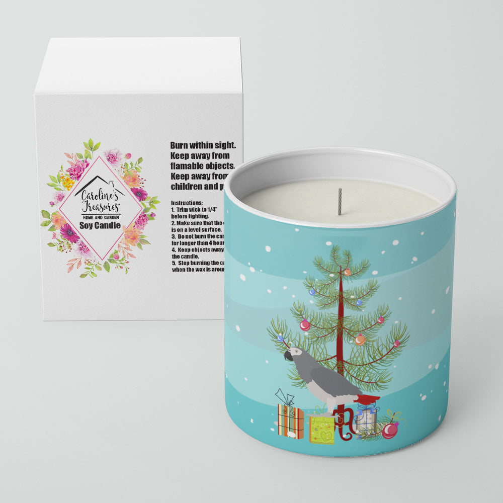 African Grey Parrot Merry Christmas Decorative Soy Candle Nature Soy Wax Essential Oil Home Decor Ideal for Bedroom Kitchen Bath Office Gift, 10 oz
