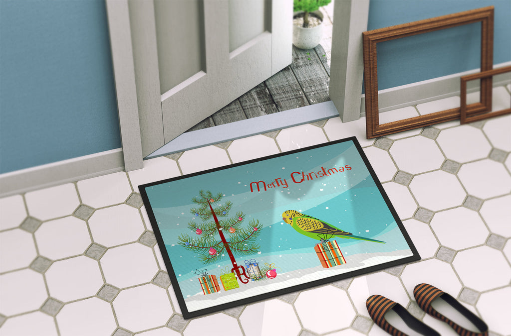 Budgerigar Merry Christmas Doormat Indoor Outdoor 24H X 36W Front Door Mat Rugs for Entryway, Non Slip Washable Low Pile,
