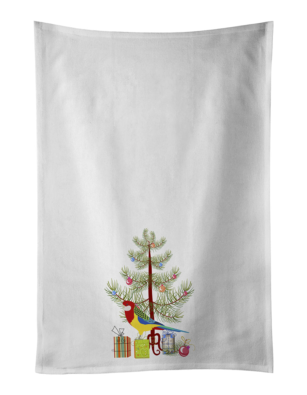Rosella Merry Christmas Kitchen Towel Set of 2 White Dish Towels Decorative Bathroom Hand towel for Hand, Face, Hair, Yoga, Tea, Dishcloth, 19 X 28", White