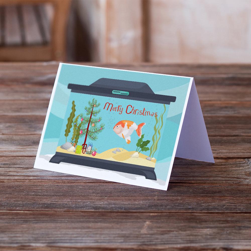 Lionhead Goldfish Merry Christmas Greeting Cards Pack of 8 Blank Cards with Envelopes Whimsical A7 Size 5x7