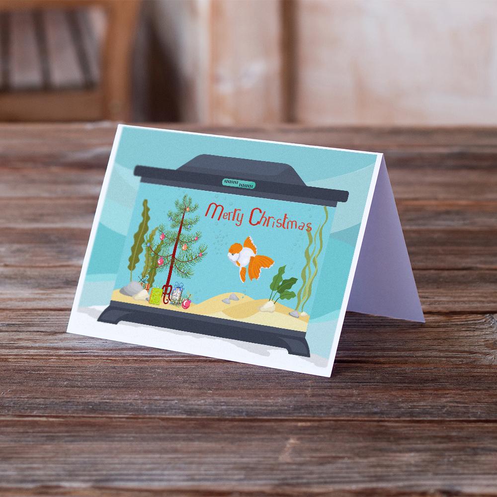 Oranda Red Cap Goldfish Merry Christmas Greeting Cards Pack of 8 Blank Cards with Envelopes Whimsical A7 Size 5x7