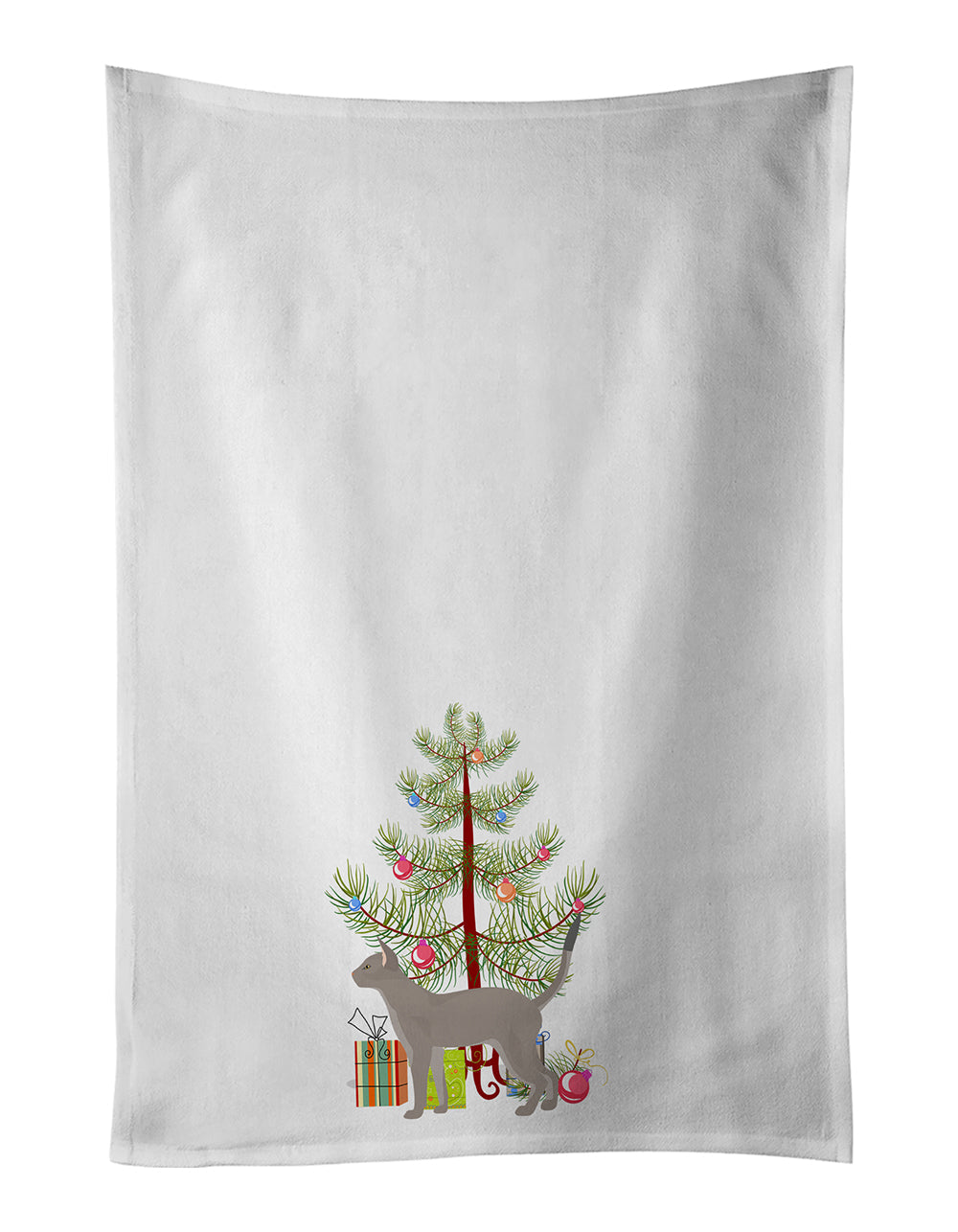 Blue Abyssinian Cat Christmas Kitchen Towel Set of 2 White Dish Towels Decorative Bathroom Hand towel for Hand, Face, Hair, Yoga, Tea, Dishcloth, 19 X 28", White