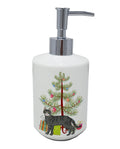 Tricolour Aegean Cat Christmas Ceramic Soap Dispenser , Empty Refillable Hand Soap Pump Bottle for Bathroom Kitchen