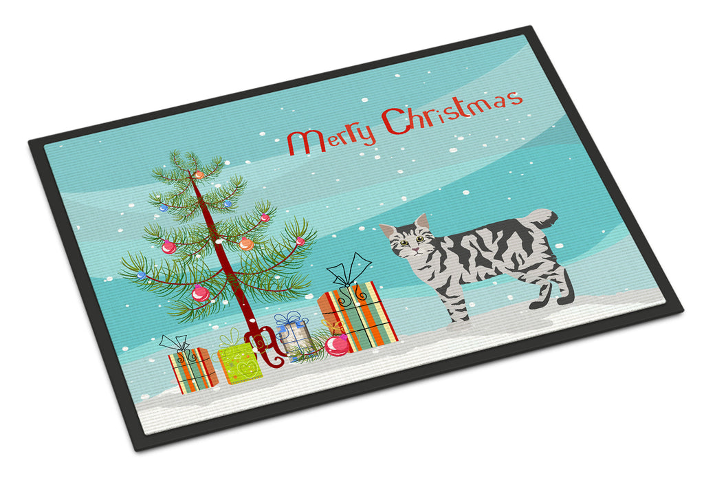 American Bobtail Cat Christmas Doormat Indoor Outdoor 18H X 27W Front Door Mat Rugs for Entryway, Non Slip Washable