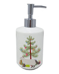 American Curl Cat Christmas Ceramic Soap Dispenser , Empty Refillable Hand Soap Pump Bottle for Bathroom Kitchen