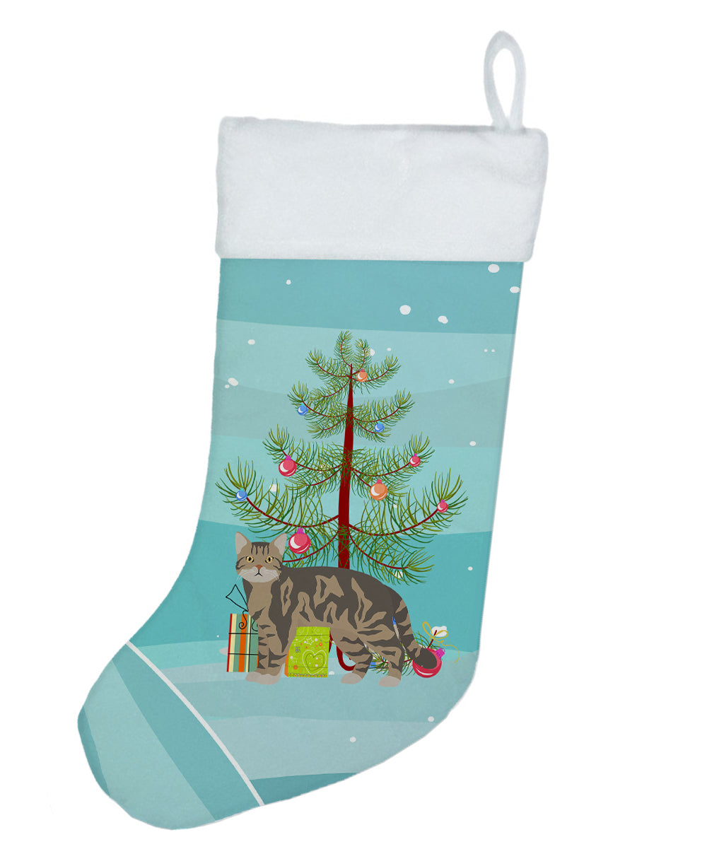 American Wirehair Cat Christmas Holiday Stocking Double-Sided Print, Polyester Suede,11x18, Made in USA
