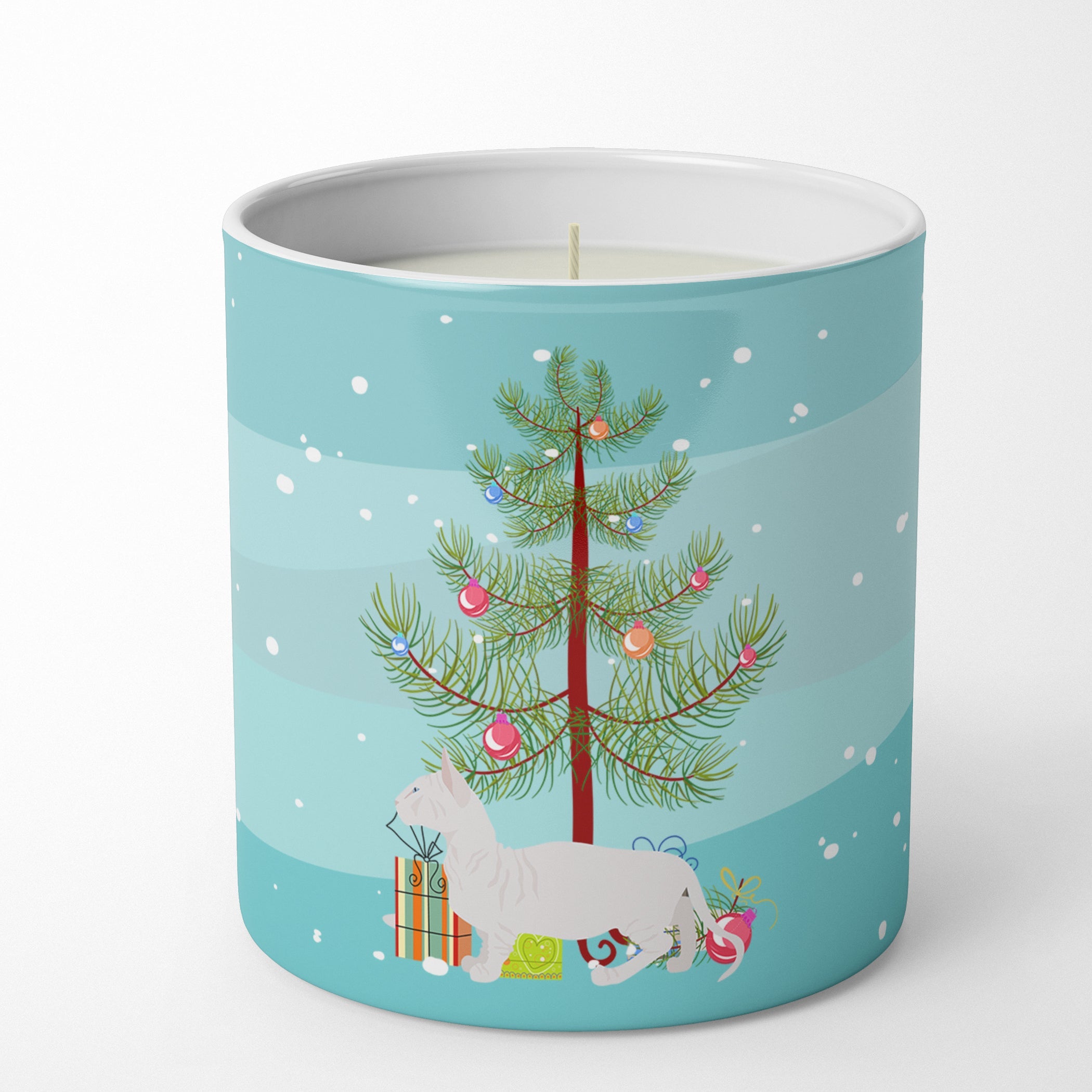 Bambino Cat Christmas Decorative Soy Candle Nature Soy Wax Essential Oil Home Decor Ideal for Bedroom Kitchen Bath Office Gift, 10 oz