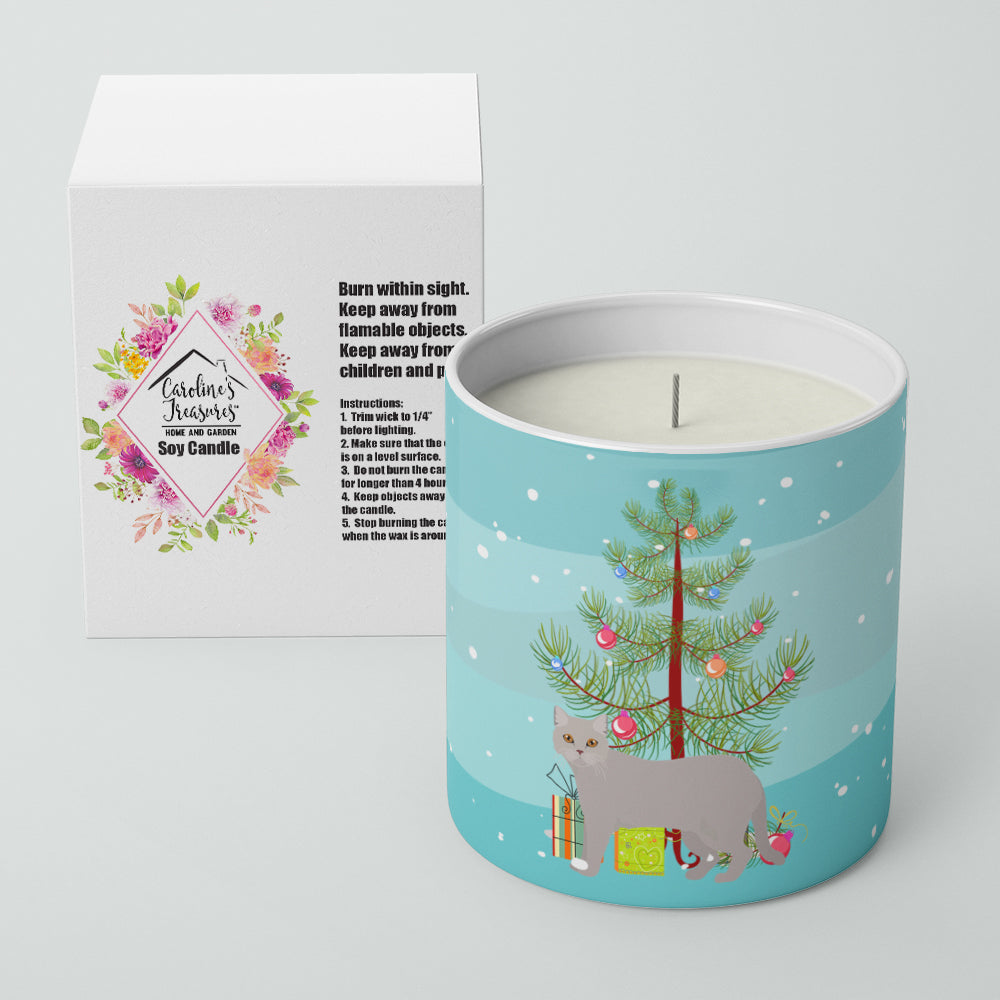 British Semi Longhair Cat Christmas Decorative Soy Candle Nature Soy Wax Essential Oil Home Decor Ideal for Bedroom Kitchen Bath Office Gift, 10 oz