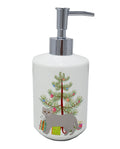 British Semi Longhair Cat Christmas Ceramic Soap Dispenser , Empty Refillable Hand Soap Pump Bottle for Bathroom Kitchen
