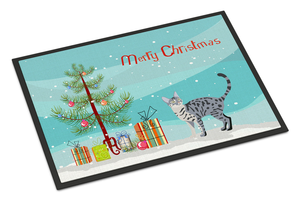California Spangled Cat Christmas Doormat Indoor Outdoor 24H X 36W Front Door Mat Rugs for Entryway, Non Slip Washable Low Pile,
