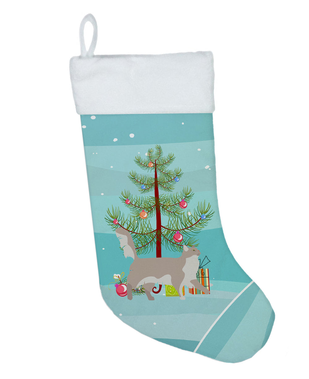 Chantilly Tiffany Cat Christmas Holiday Stocking Double-Sided Print, Polyester Suede,11x18, Made in USA
