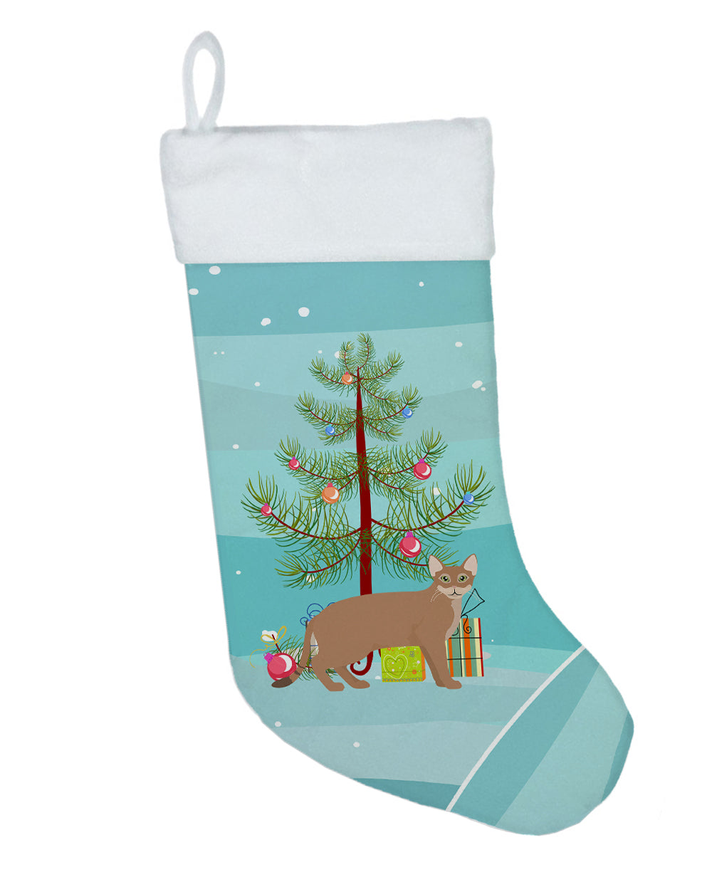 Chausie Cat Christmas Holiday Stocking Double-Sided Print, Polyester Suede,11x18, Made in USA