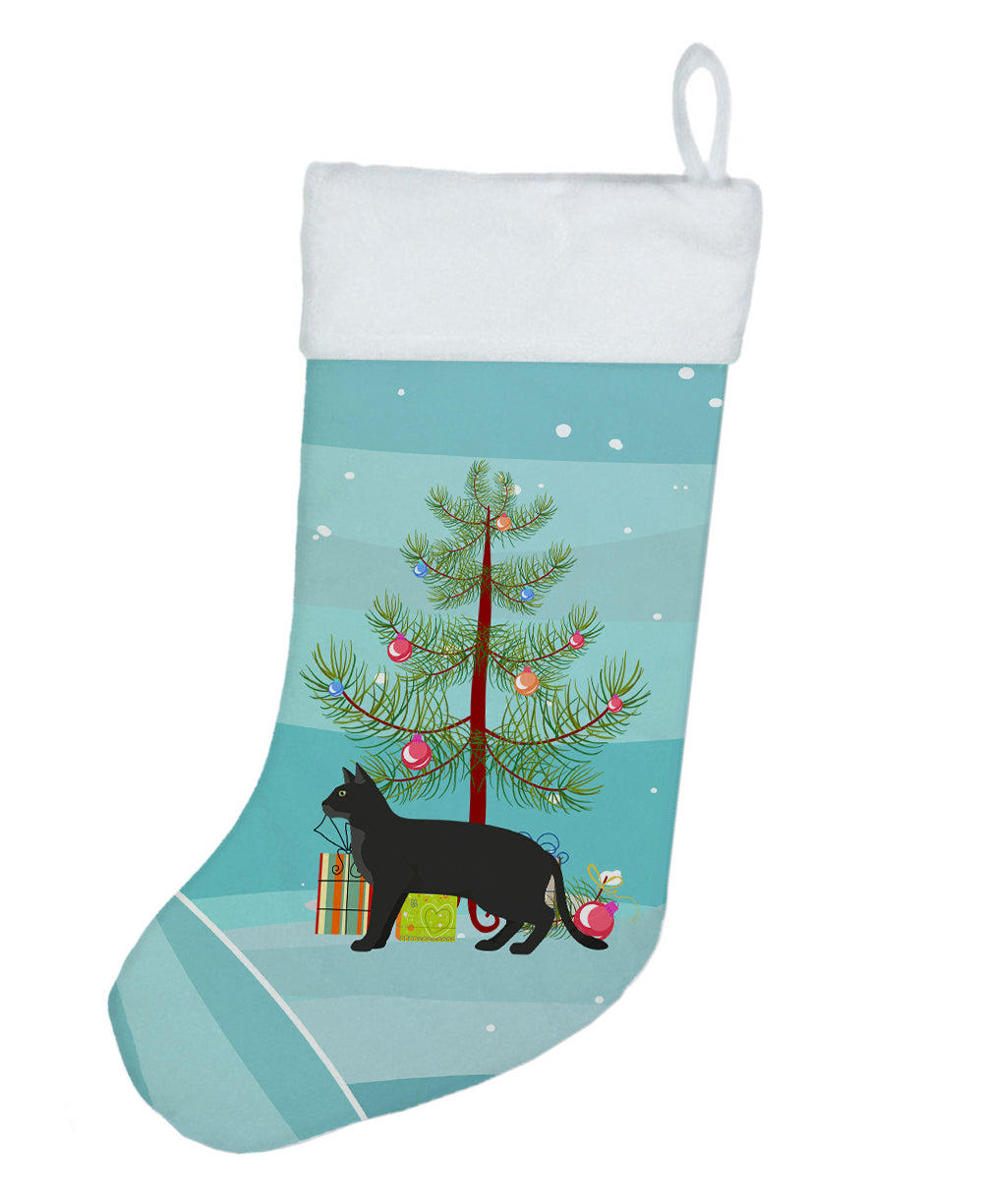 Chausie Black Cat Christmas Holiday Stocking Double-Sided Print, Polyester Suede,11x18, Made in USA