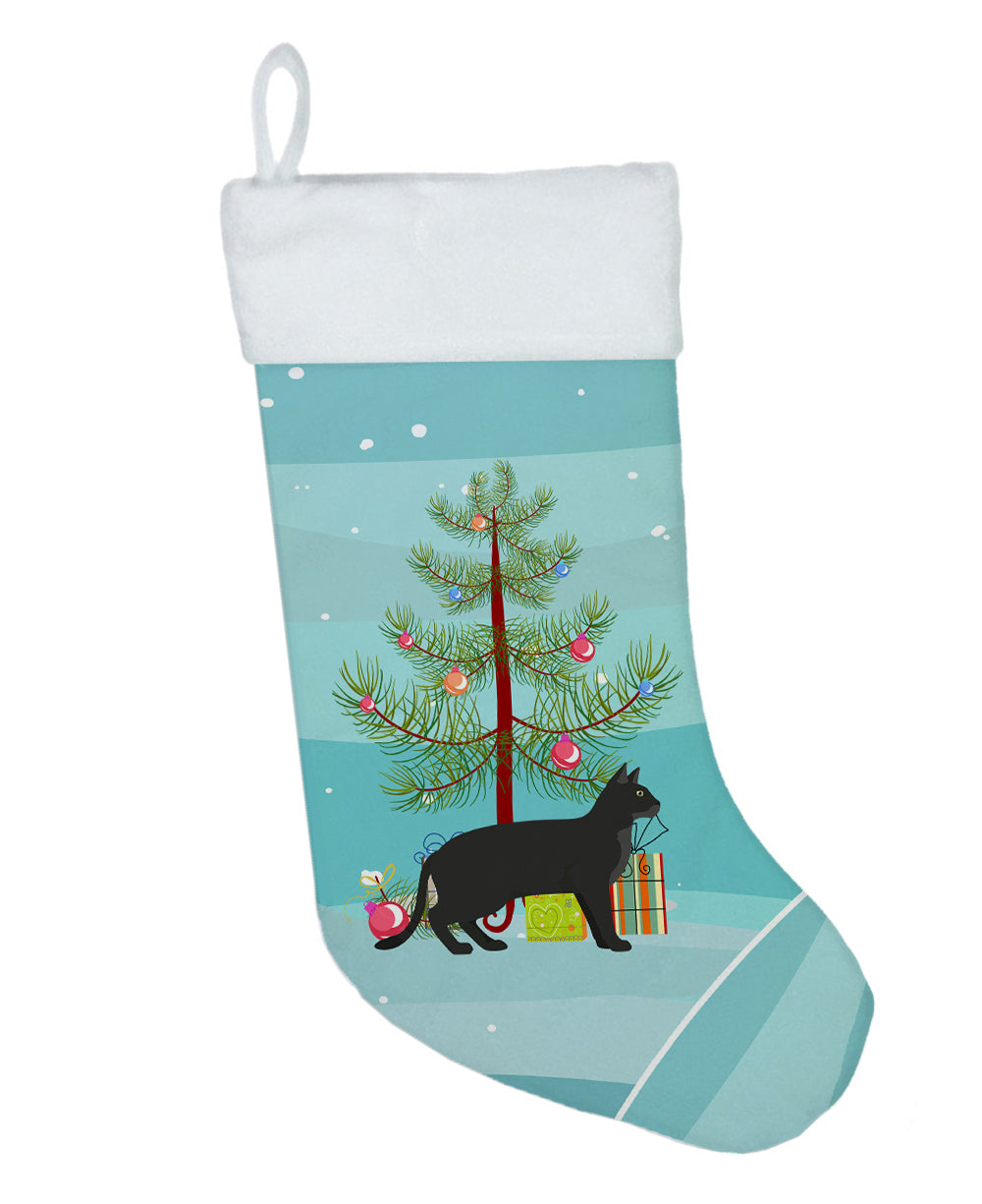 Chausie Black Cat Christmas Holiday Stocking Double-Sided Print, Polyester Suede,11x18, Made in USA