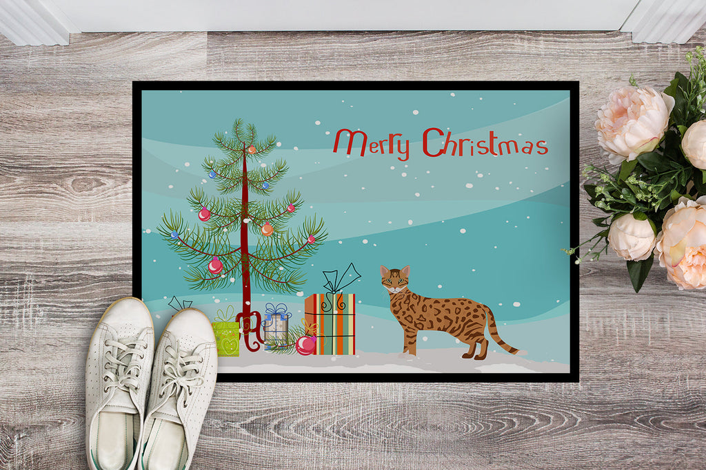 Cheetoh Cat Christmas Doormat Indoor Outdoor 24H X 36W Front Door Mat Rugs for Entryway, Non Slip Washable Low Pile,