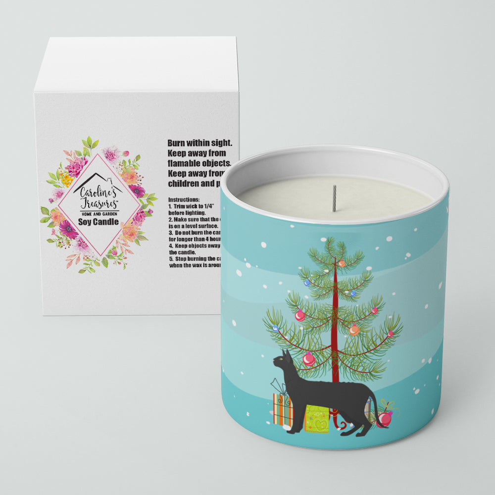 Black Cornish Rex Cat Christmas Decorative Soy Candle Nature Soy Wax Essential Oil Home Decor Ideal for Bedroom Kitchen Bath Office Gift, 10 oz