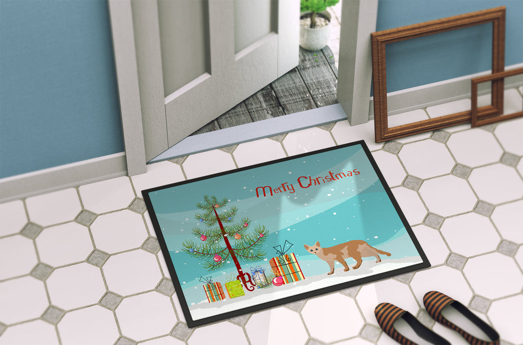 Devon Rex Cat Christmas Doormat Indoor Outdoor 18H X 27W Front Door Mat Rugs for Entryway, Non Slip Washable