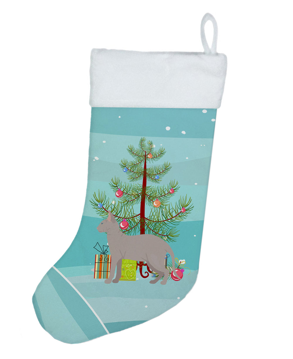 Don Sphynx Cat Christmas Holiday Stocking Double-Sided Print, Polyester Suede,11x18, Made in USA