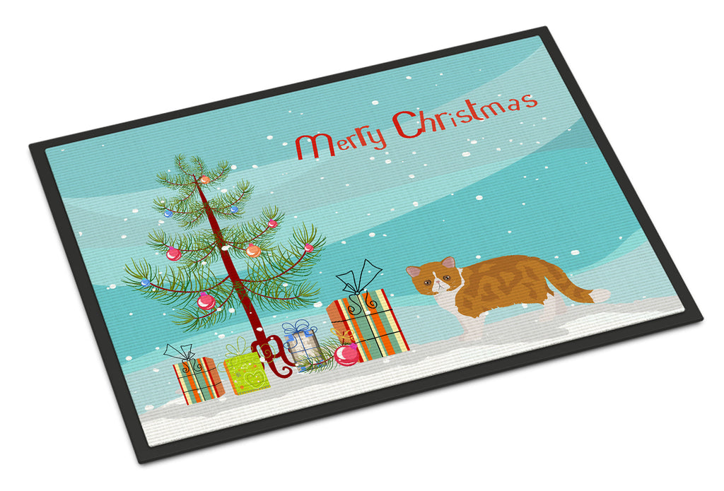 Exotic Shorthair Cat Christmas Doormat Indoor Outdoor 18H X 27W Front Door Mat Rugs for Entryway, Non Slip Washable