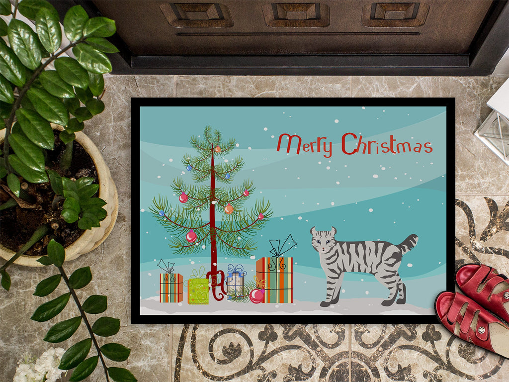 Highlander Lynx Cat Christmas Doormat Indoor Outdoor 18H X 27W Front Door Mat Rugs for Entryway, Non Slip Washable