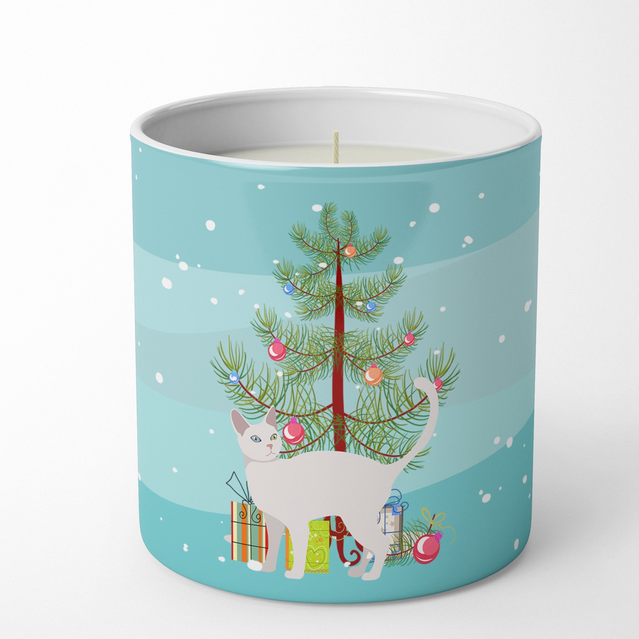 Khao Manee Cat Christmas Decorative Soy Candle Nature Soy Wax Essential Oil Home Decor Ideal for Bedroom Kitchen Bath Office Gift, 10 oz
