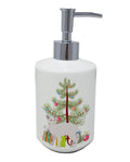 Khao Manee Cat Christmas Ceramic Soap Dispenser , Empty Refillable Hand Soap Pump Bottle for Bathroom Kitchen
