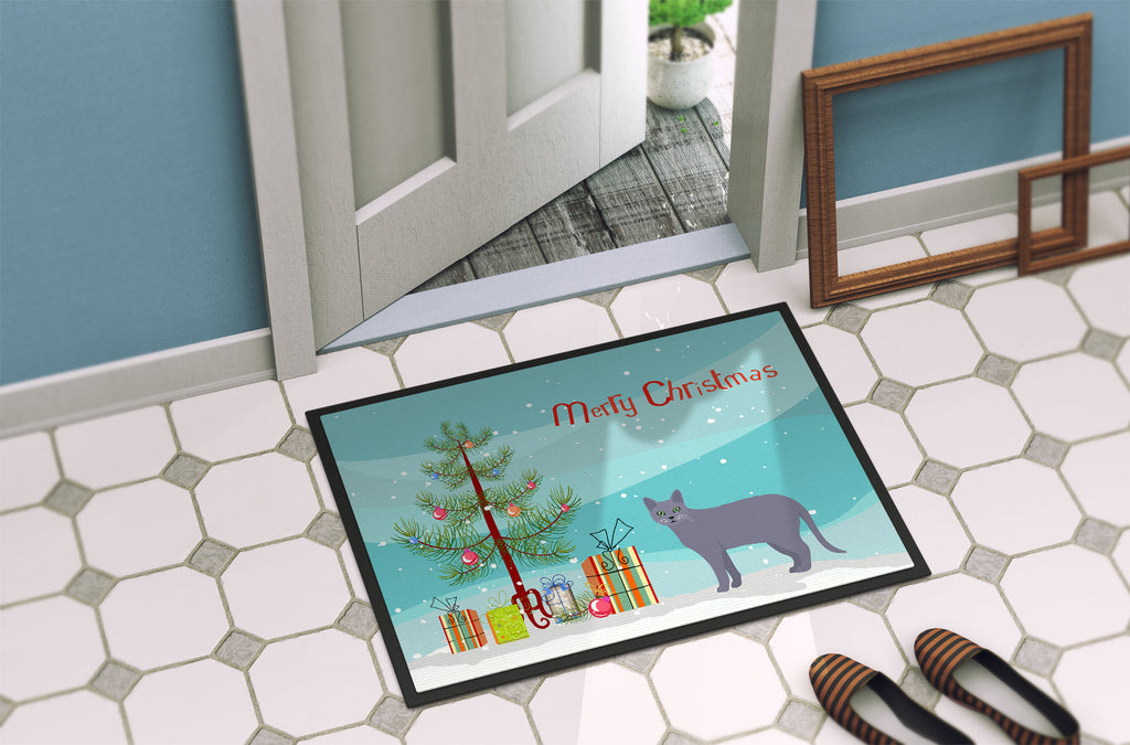Korat Cat Christmas Doormat Indoor Outdoor 24H X 36W Front Door Mat Rugs for Entryway, Non Slip Washable Low Pile,