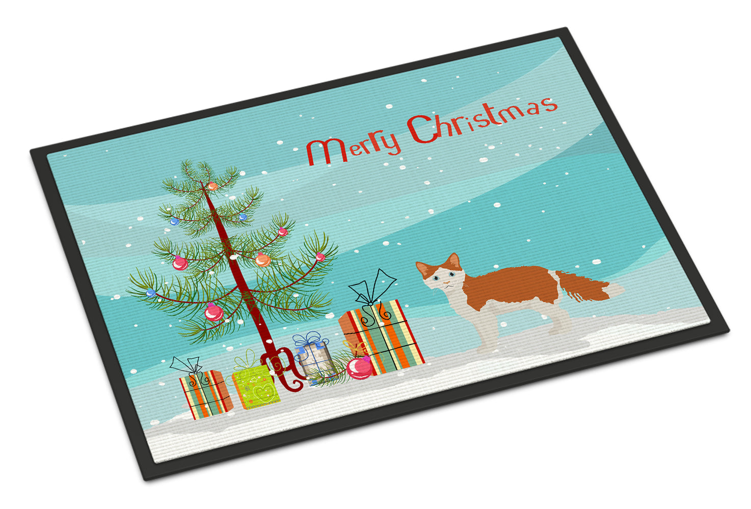 La Perm Cat Christmas Doormat Indoor Outdoor 24H X 36W Front Door Mat Rugs for Entryway, Non Slip Washable Low Pile,
