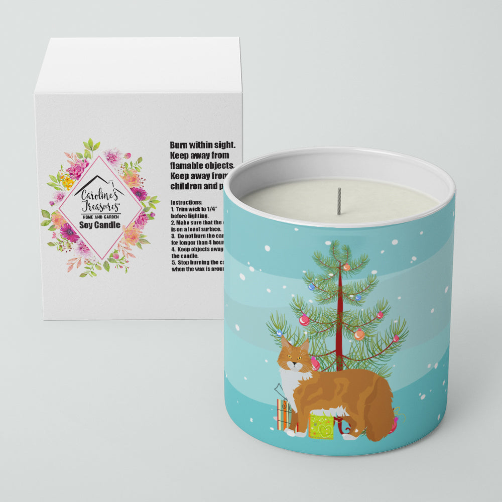 Maine Coon Cat Christmas Decorative Soy Candle Nature Soy Wax Essential Oil Home Decor Ideal for Bedroom Kitchen Bath Office Gift, 10 oz