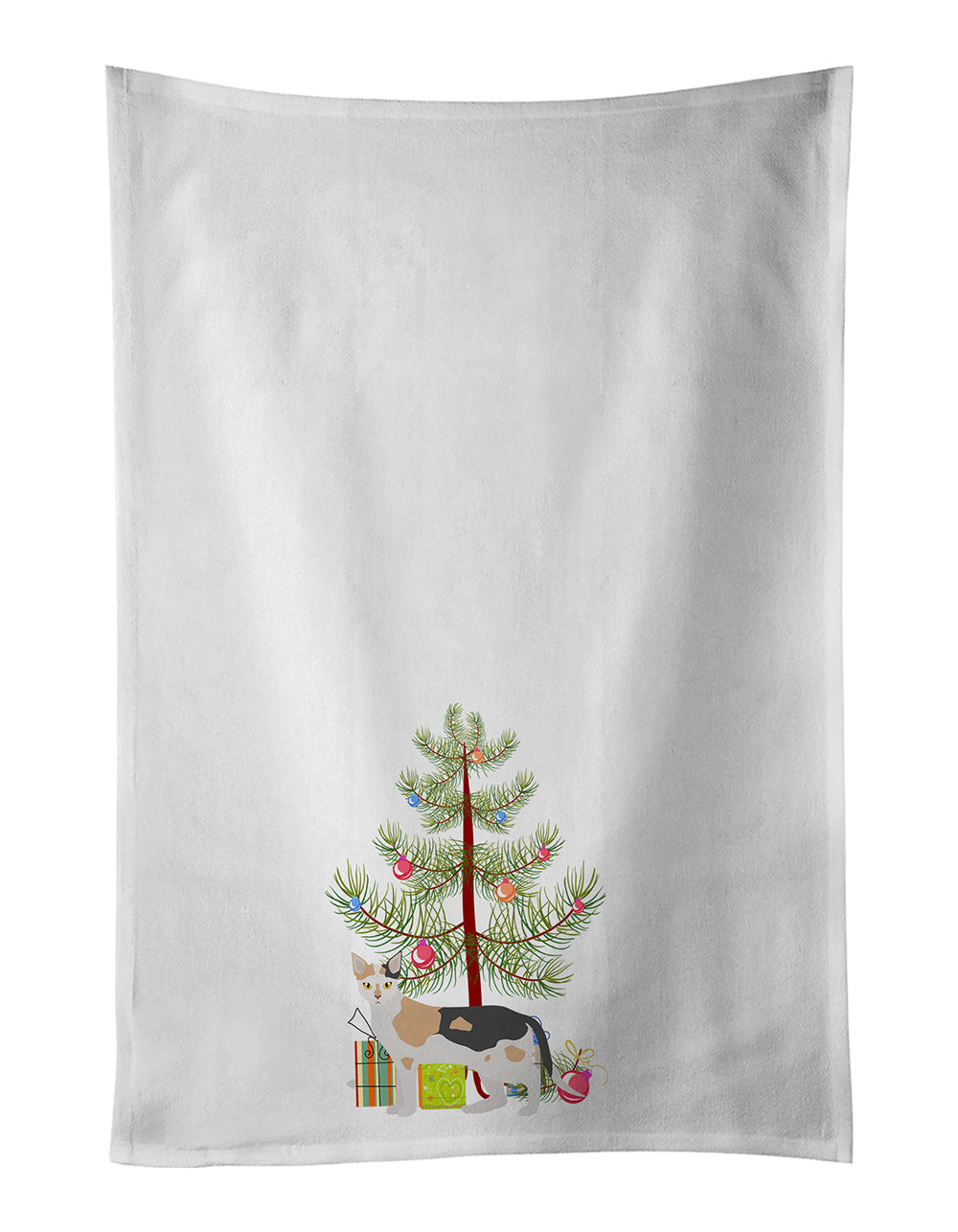 Malayan Cat Christmas Kitchen Towel Set of 2 White Dish Towels Decorative Bathroom Hand towel for Hand, Face, Hair, Yoga, Tea, Dishcloth, 19 X 28", White